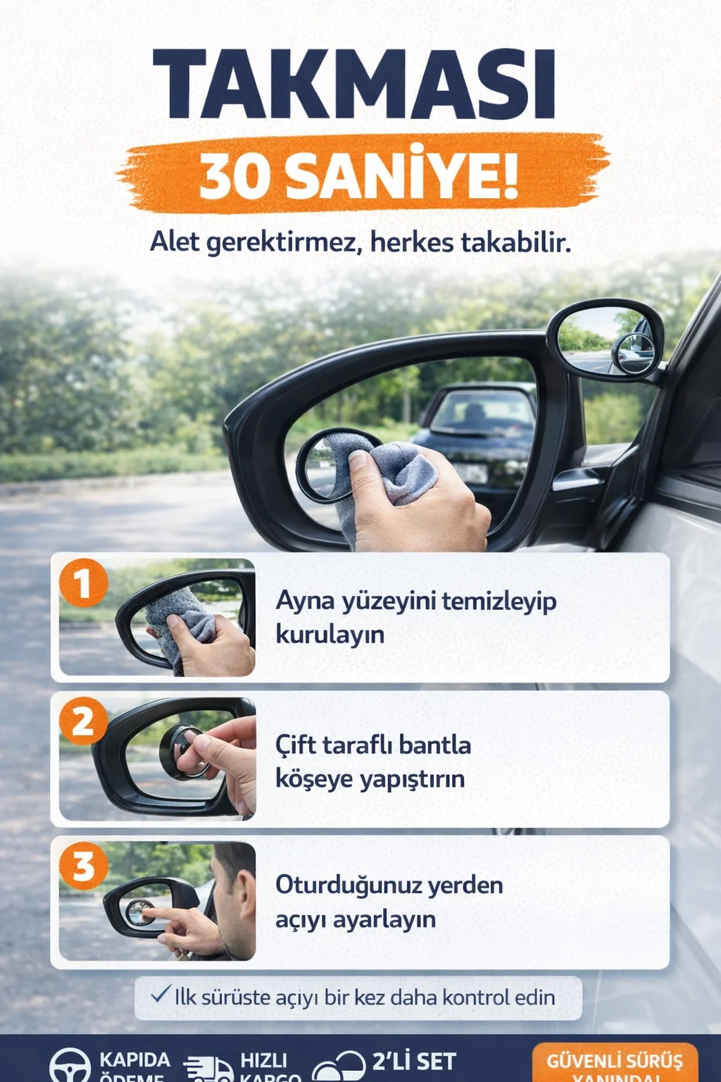 Kör nokta aynası nasıl takılır? 3 adımda aletsiz montaj — Temizle, yapıştır, açıyı ayarla: üç adımda kolay kurulum